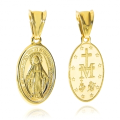 Złoty Cudowny Medalik z Matką Boską duży dwustronny pr.585